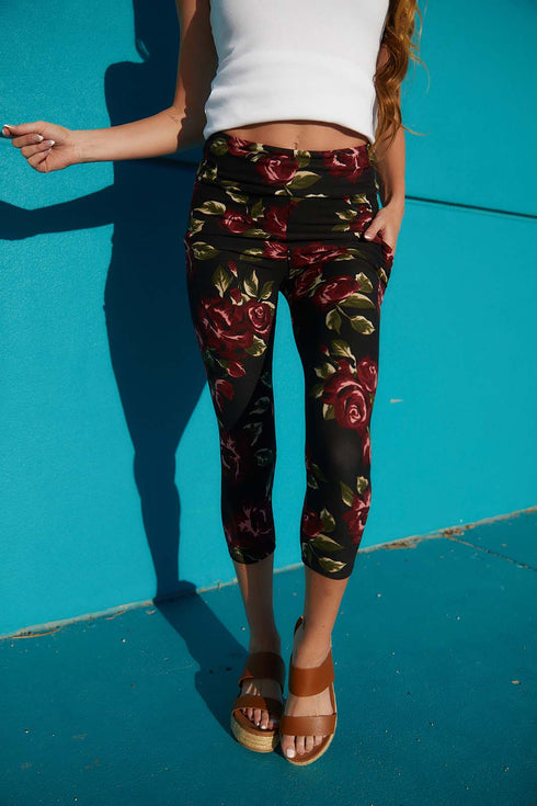 SA Exclusive Love Me Some Floral Capri Pocket Leggings