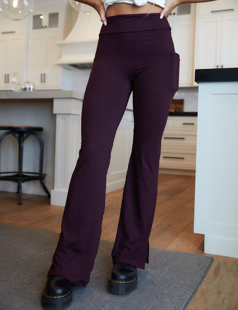 SA Exclusive Burgundy Pocket Flare Leggings