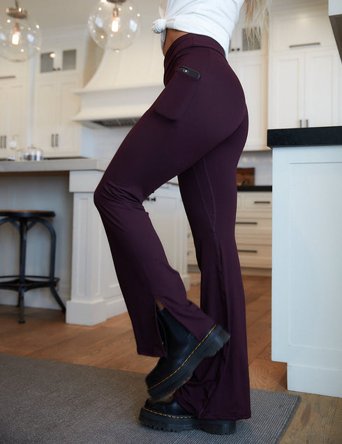 SA Exclusive Burgundy Pocket Flare Leggings