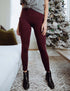 SA Exclusive Burgundy Pocket Solid Leggings