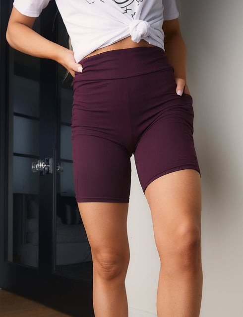 SA Exclusive Burgundy Solid Biker Shorts