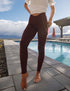 SA Burgundy Cross Waistband Pocket Leggings