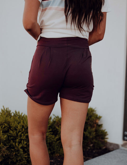 SA Exclusive Burgundy Solid Harem Shorts