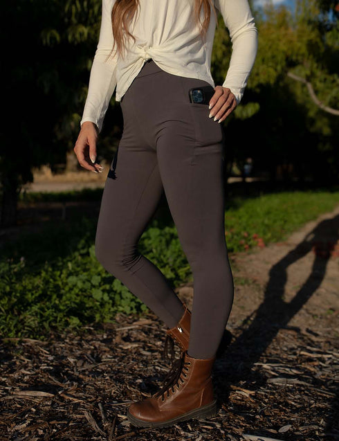 SA Exclusive Charcoal Pocket Solid Leggings