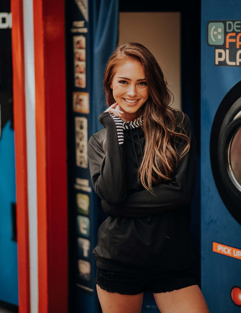 Double Hooded Black Stripe Sweatshirt