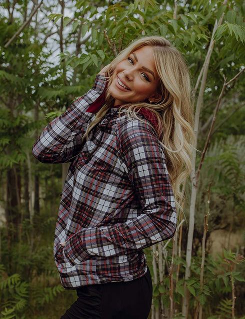 Double Hooded Plaid and Red Sweatshirt