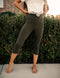 SA Exclusive Dark Olive Solid Capri Leggings