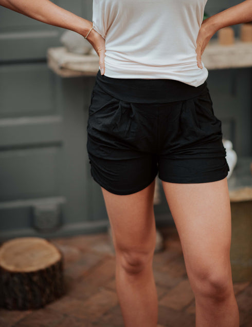 SA Exclusive Black Solid Harem Shorts