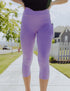 SA Exclusive Lavender Solid Capri Pocket Leggings