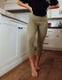 SA Exclusive Light Olive Solid Capri Pocket Leggings