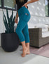 SA Exclusive Teal Solid Capri Pocket Leggings