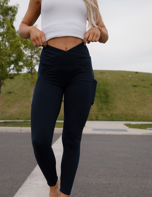 SA Navy Cross Waistband Pocket Leggings