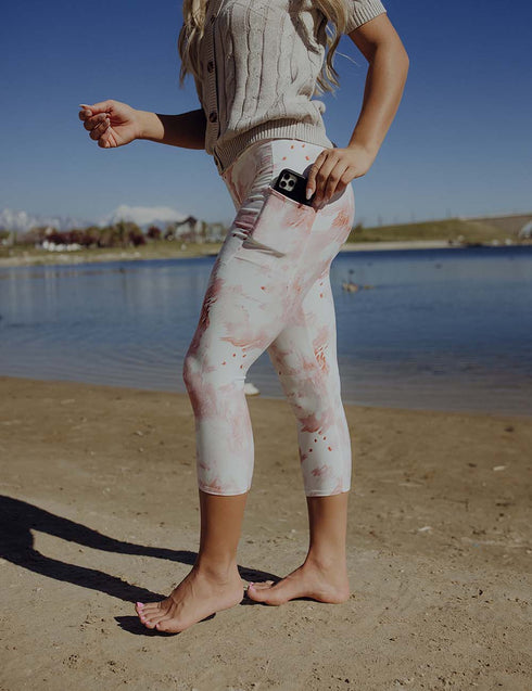 SA Exclusive Pink Tie Dye Capri Pocket Leggings