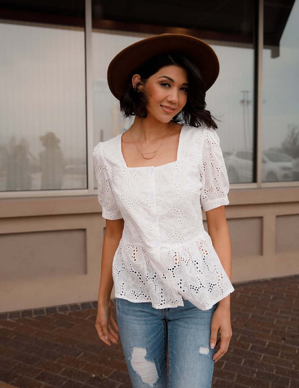 Preciously Intrigued Eyelet Top