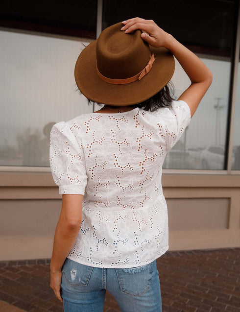 Preciously Intrigued Eyelet Top