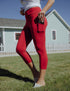 SA Exclusive Red Capri Pocket Leggings