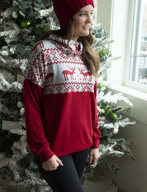 Reindeer Cowl Neck Top