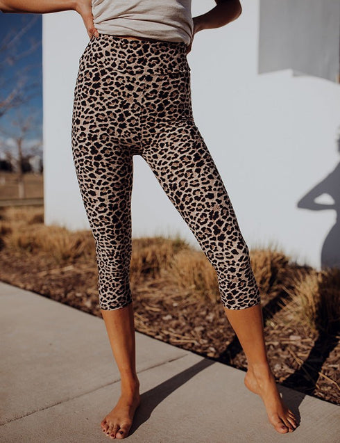 SA Exclusive Sassy Tan and Black Leopard Capri Leggings