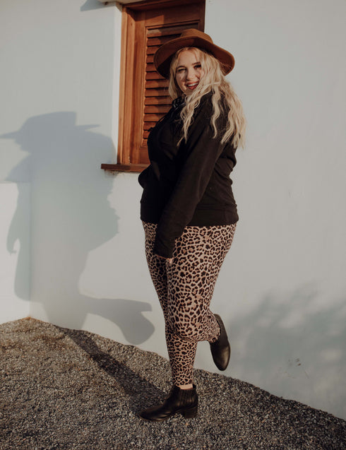 SA Exclusive Sassy Tan and Black Leopard Leggings